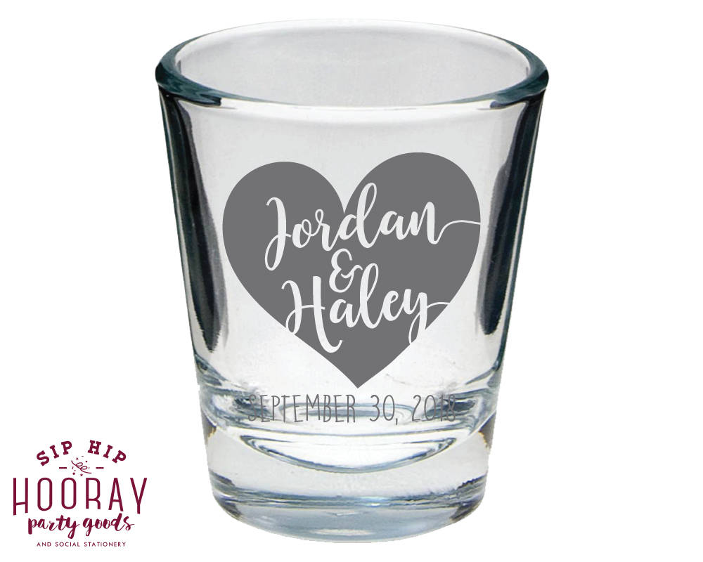 Custom Heart Names Shot Glasses #1844