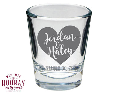 Custom Heart Names Shot Glasses #1844