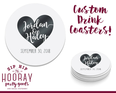 Heart Monogram Drink Coasters #1844