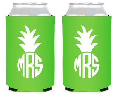 Pineapple Monogrammed Initials Neoprene Can Coolers #1443