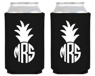 Pineapple Monogrammed Initials Neoprene Can Coolers #1443