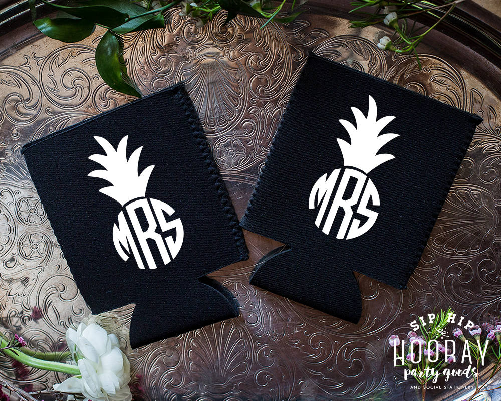 Pineapple Monogrammed Can Coolers #1443