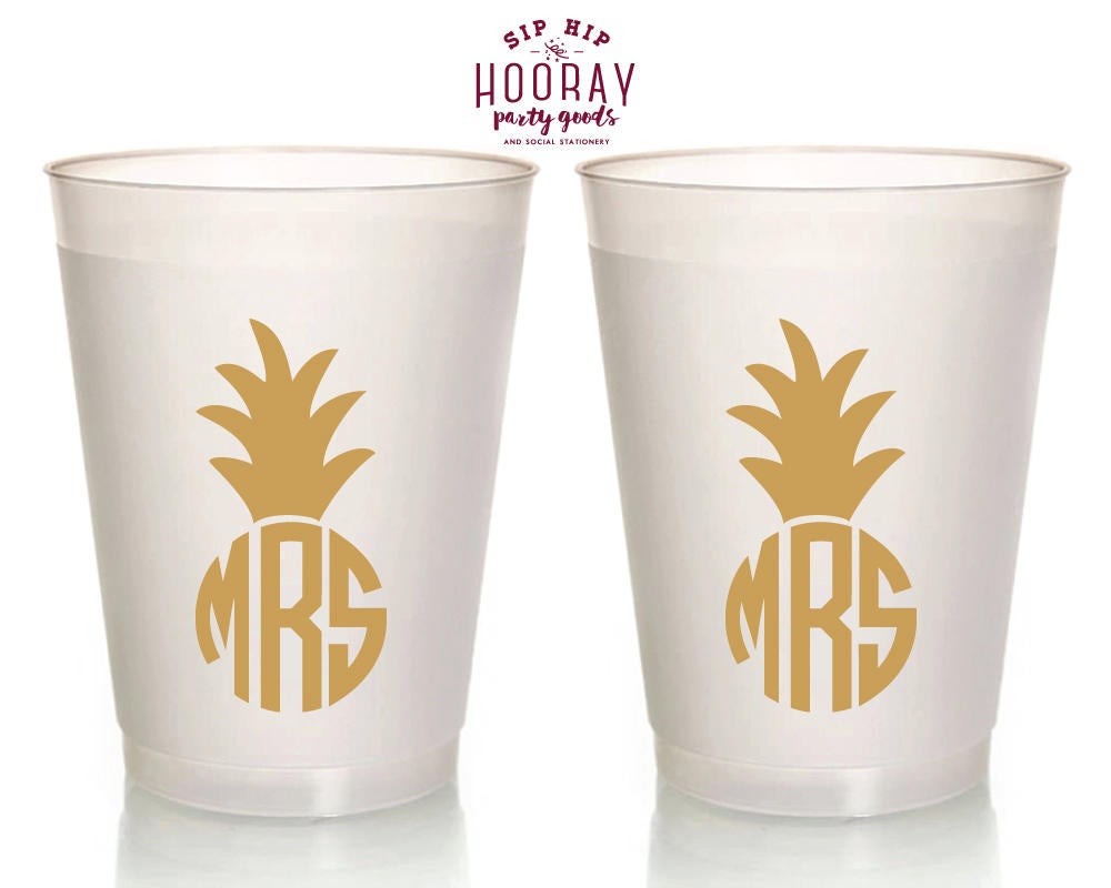 Pineapple Monogrammed Frosted Cups #1443