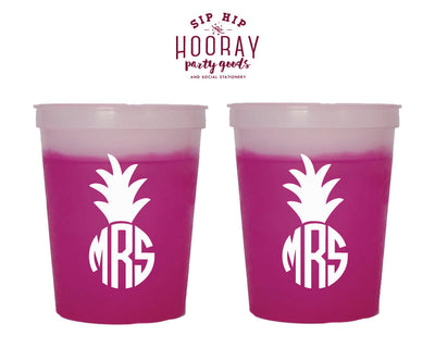 Pineapple Monogrammed Color Changing Cups #1443