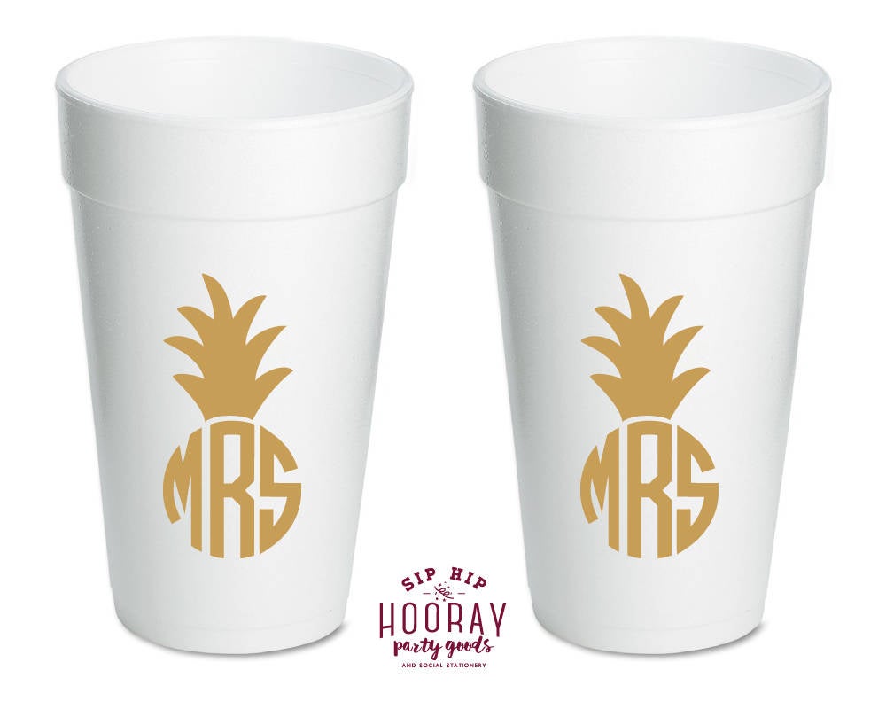 Hawaii Pineapple Monogrammed Foam Cups #1443