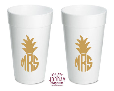 Hawaii Pineapple Monogrammed Foam Cups #1443