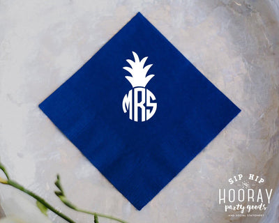 Custom Pineapple Monogram Beverage Napkins #1443