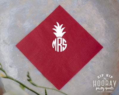 Custom Pineapple Monogram Beverage Napkins #1443