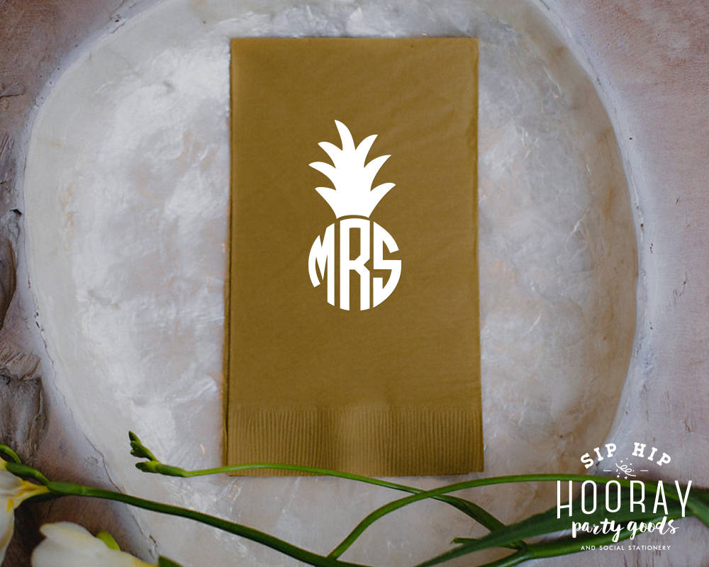 Pineapple Initials Guest Towels #1443