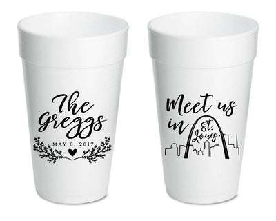 St Louis Wedding Styrofoam Cups #1848