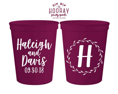 Floral Wreath Monogram Stadium Cups #1869