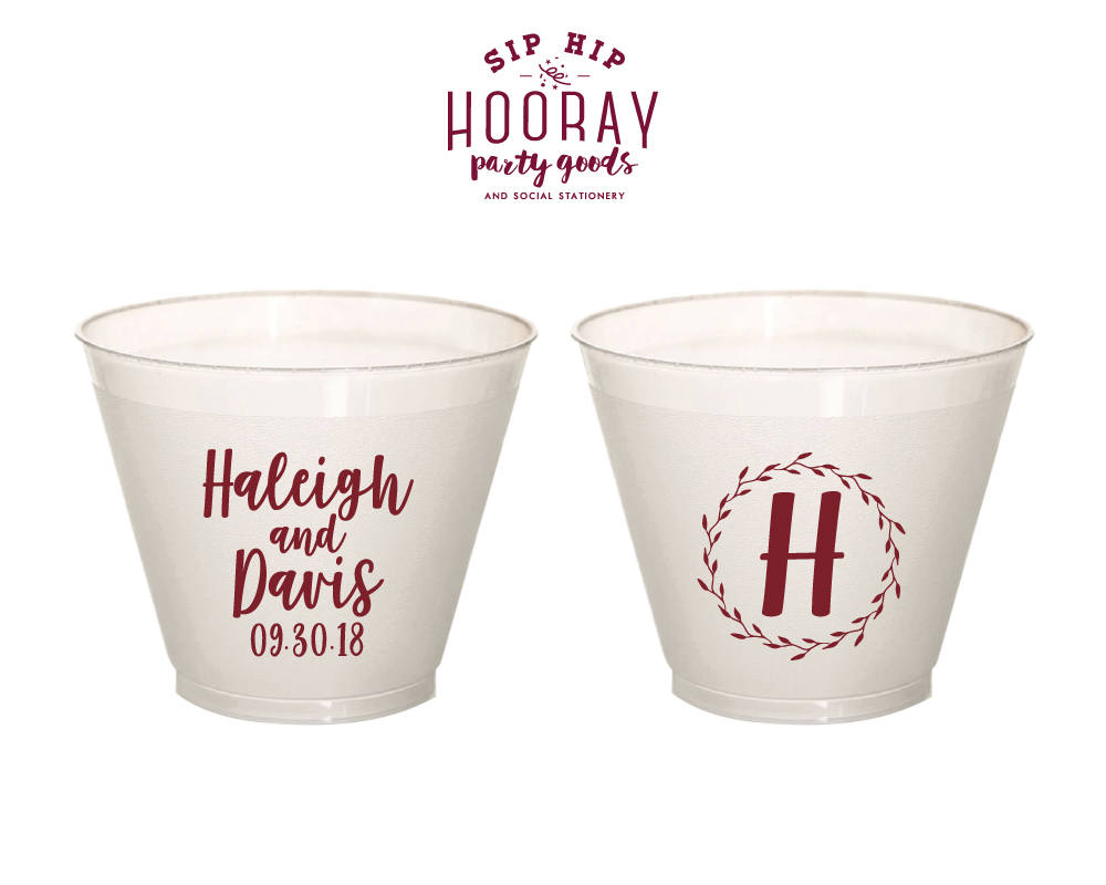 Wreath Monogram 9oz Frosted Cups Design #1869