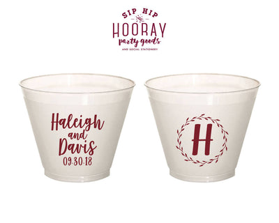 Wreath Monogram 9oz Frosted Cups Design #1869
