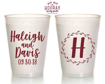 Floral Wreath Monogram Frosted Cups #1869