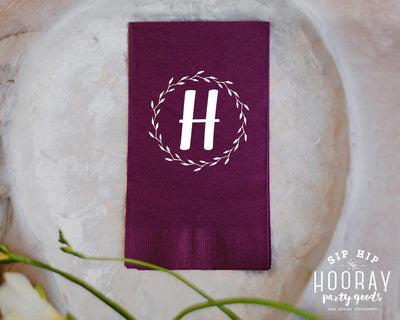 Custom Wreath Monogram Guest Towels #1869