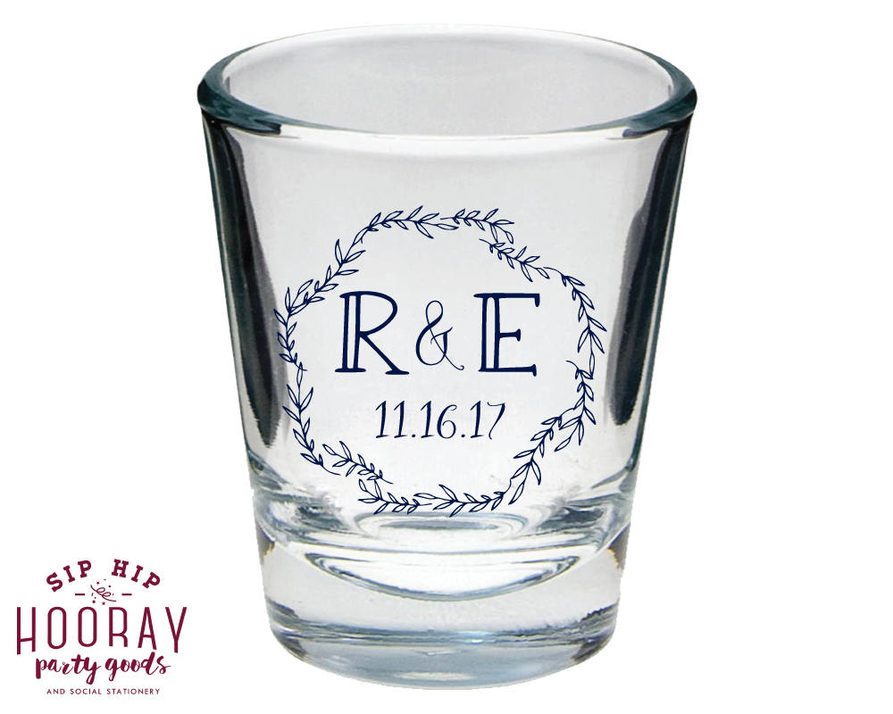 Floral Wreath Monogram Shot Glasses #1873