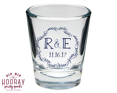 Floral Wreath Monogram Shot Glasses #1873