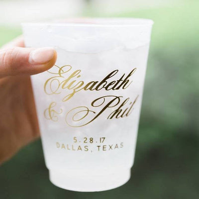 Custom Last Name Monogram Wedding Frosted Cups #1970