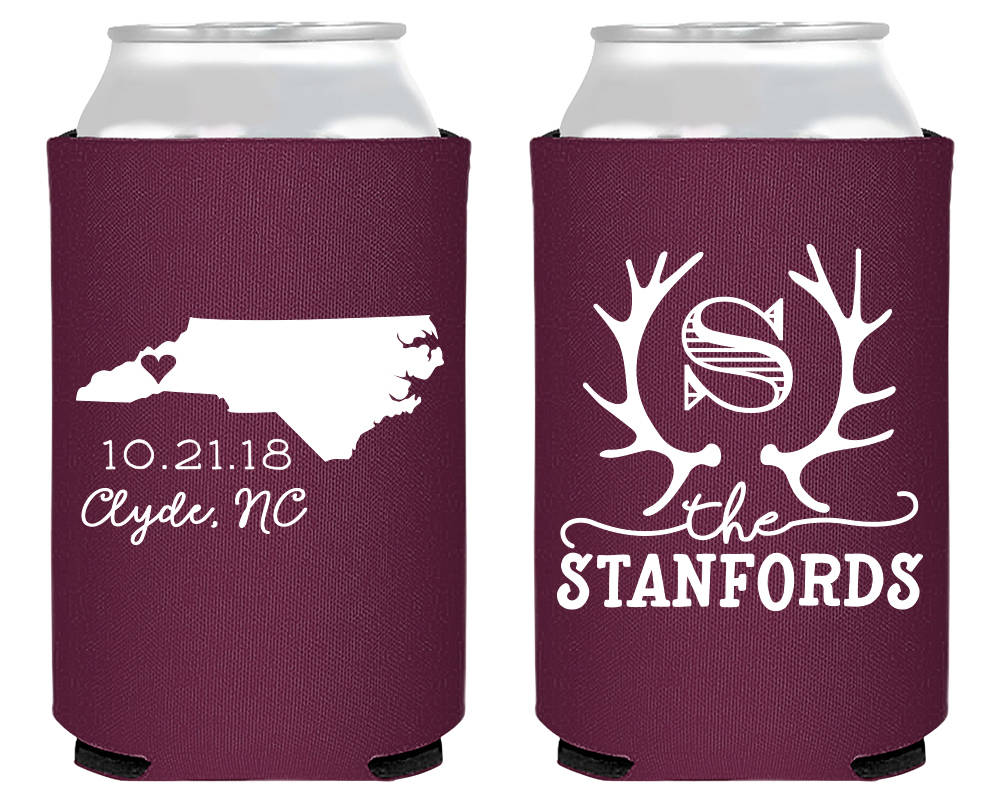 Rustic Wedding Deer Antler Can Coolers #1885