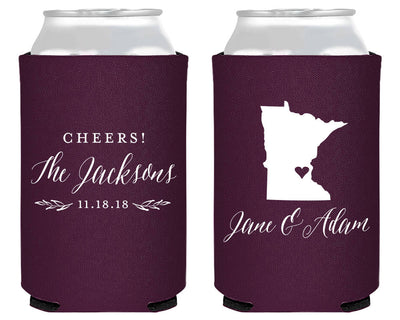 Rustic State Style Wedding Neoprene Can Coolers, #1887