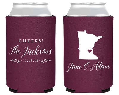 Rustic State Style Wedding Neoprene Can Coolers, #1887