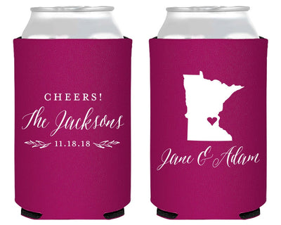 Rustic State Style Wedding Neoprene Can Coolers, #1887