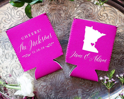 Rustic State Style Wedding Neoprene Can Coolers, #1887