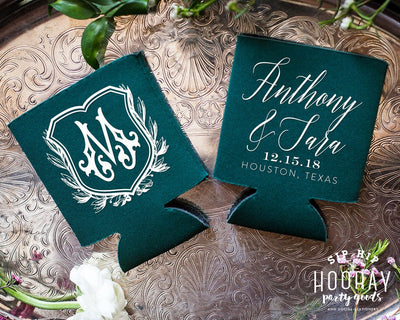 Elegant Wedding Monogram Can Coolers #1890