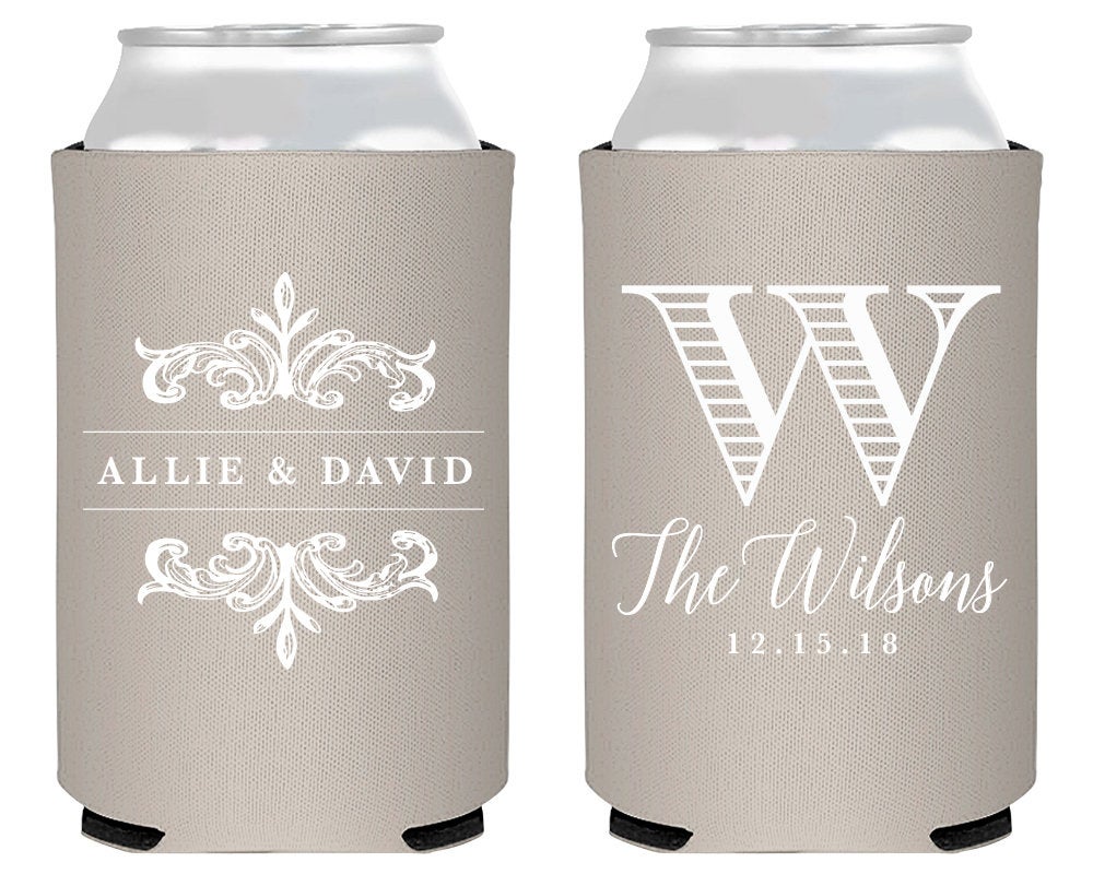 Custom Monogram Wedding Neoprene Can Coolers, #1892