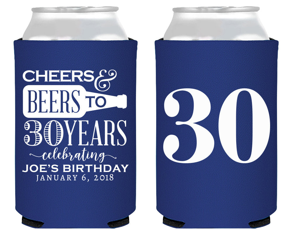 Neoprene Cheers and Beers Birthday Can Cooler Design #1895