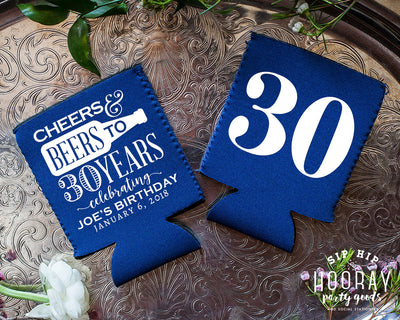 Neoprene Cheers and Beers Birthday Can Cooler Design #1895