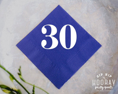 Custom 30th Birthday Cocktail Napkin Design #1895