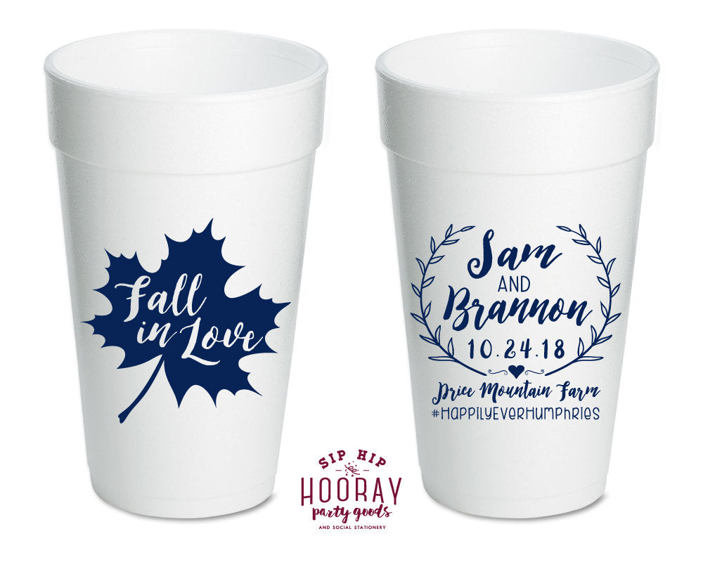 Fall In Love Rustic Foam Cups #1899