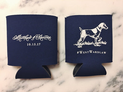 Personalized Pet Portrait Wedding Can Coolers