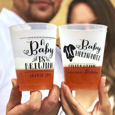 A Baby is Brewing Baby Shower Frosted Cup Design #1342