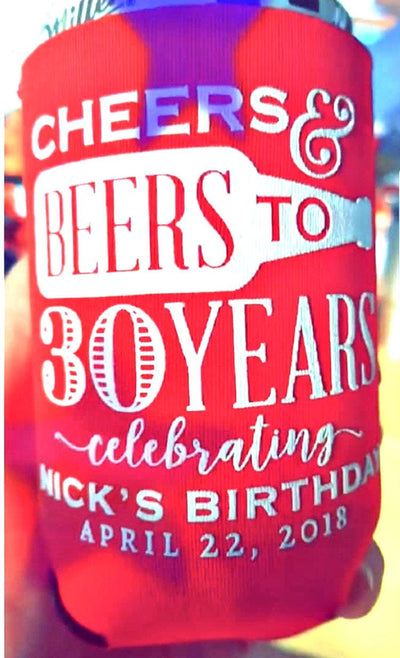 Classic Cheers and Beers Birthday Can Cooler #1895