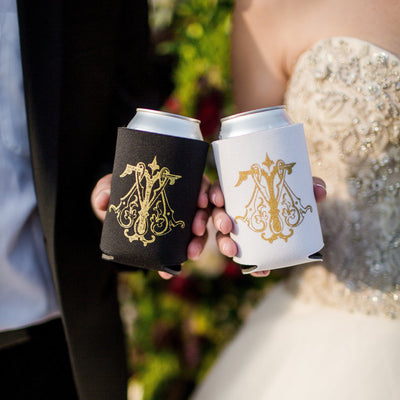 Pineapple Wreath Wedding Can Coolers