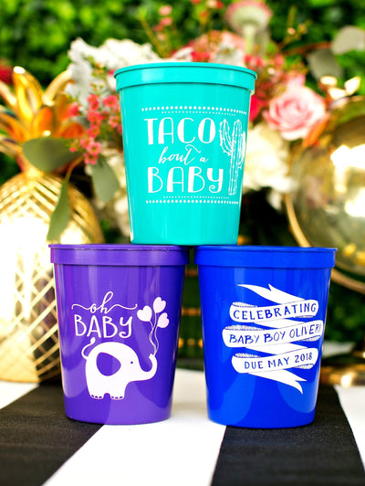 Oh Baby Elephant Baby Shower Stadium Cup Design