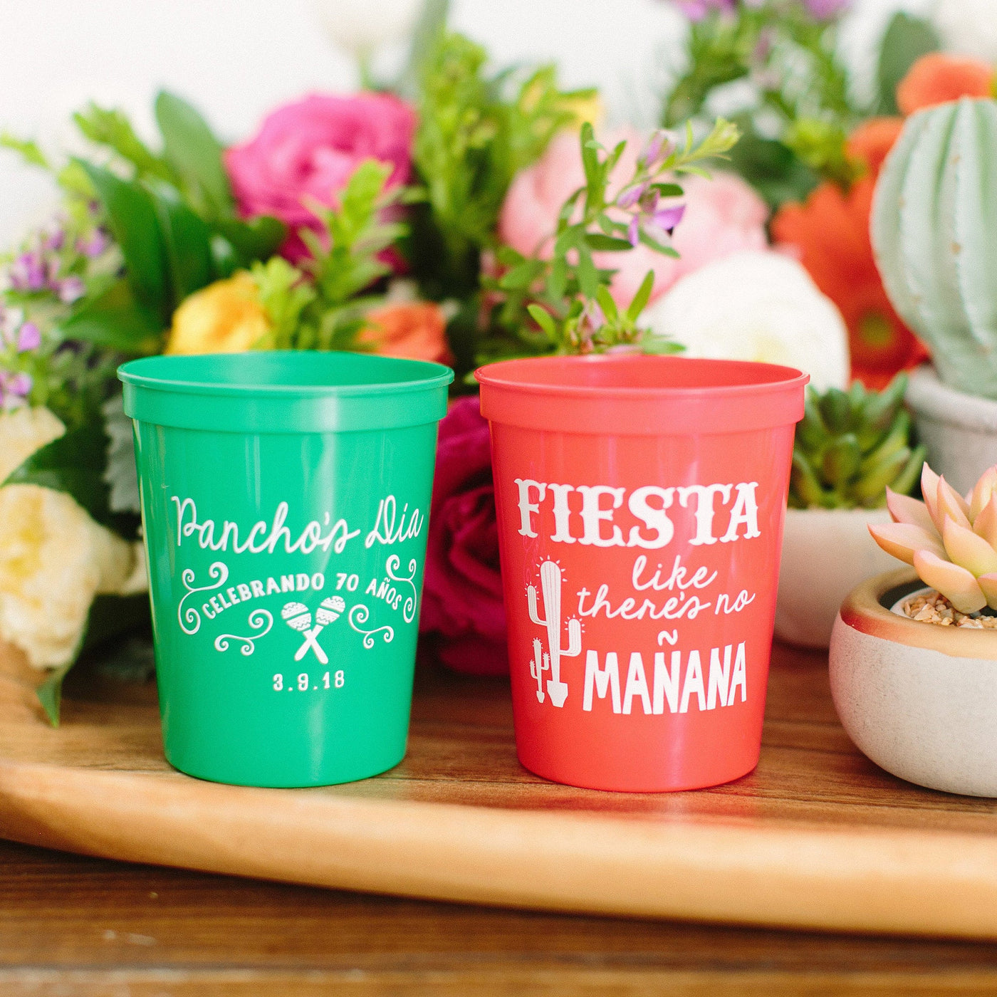 Personalized Fiesta Wedding Stadium Cups, 16oz, Mexico Wedding