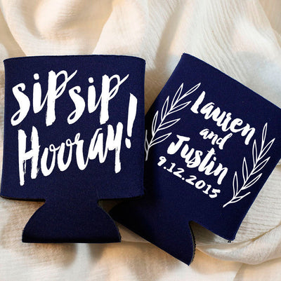 Sip Sip Hooray Personalized Can Cooler Design #1095