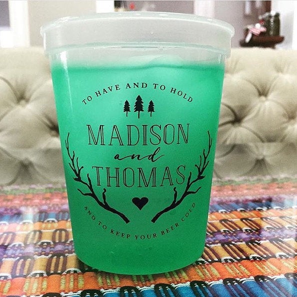 Cheers Ya'll Rustic Antler Wedding Color Changing Cups #1415