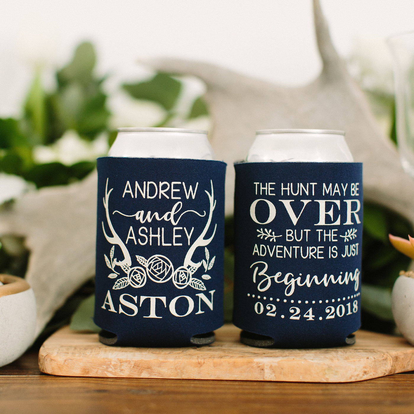 The Hunt is Over Rustic Wedding Can Coolers #1915