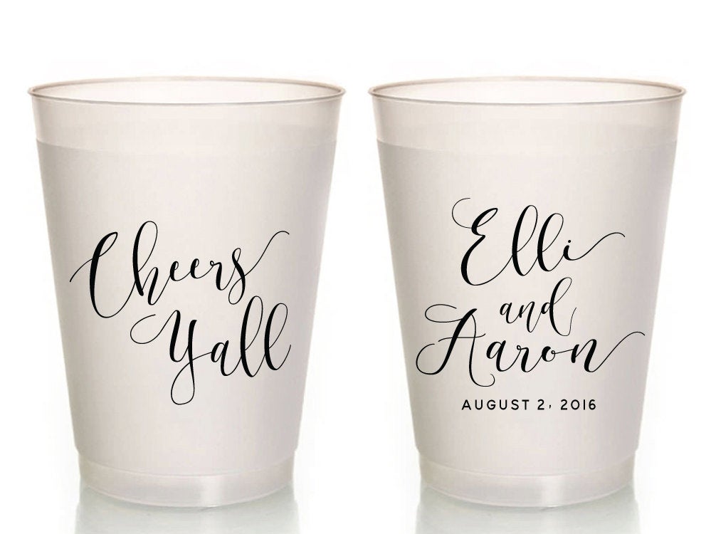 Cheers Y'all Wedding Frosted Cups #1416