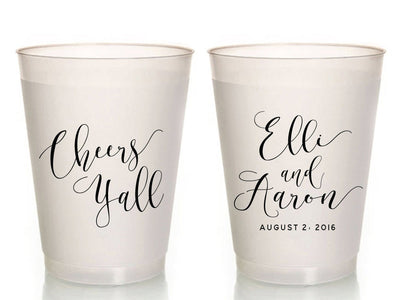 Cheers Y'all Wedding Frosted Cups #1416