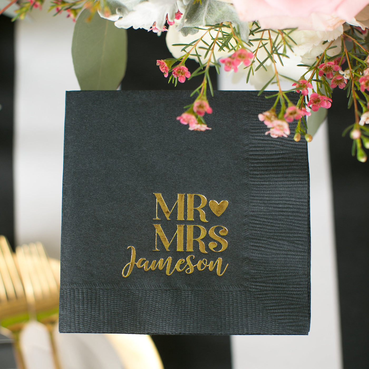 Mr & Mrs Wedding Cocktail Napkin Design #0207
