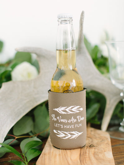 Rustic Antler Wedding  Neoprene Can Coolers, #1925