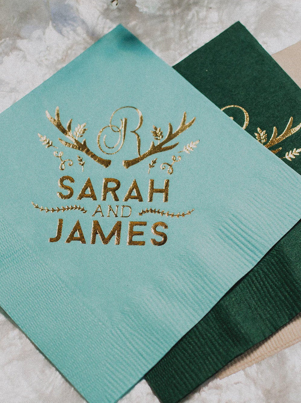 Custom Fall Pinecone Beverage Napkins