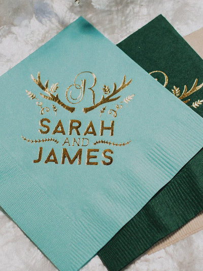 Custom Fall Pinecone Beverage Napkins