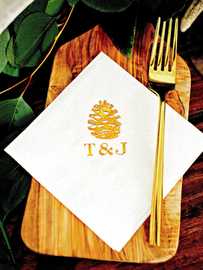 Custom Fall Pinecone Beverage Napkins