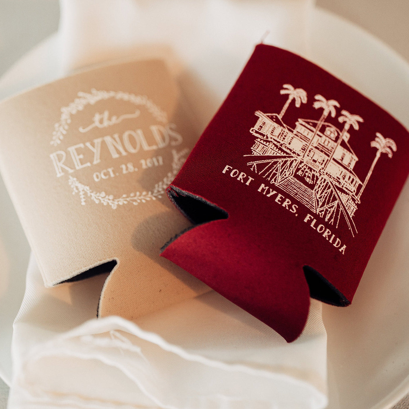 Custom Wedding Venue Drawing Can Coolers